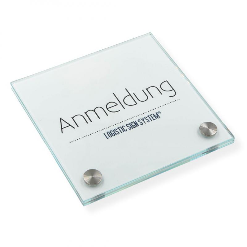 Tuerschild VITRUM B , Glasschild fuer Buero 130 130 mm